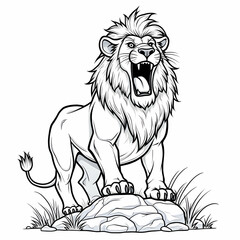 Lion Roaring Line Art