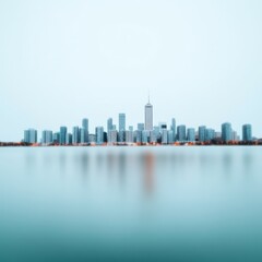 City Skyline Reflection on the Water