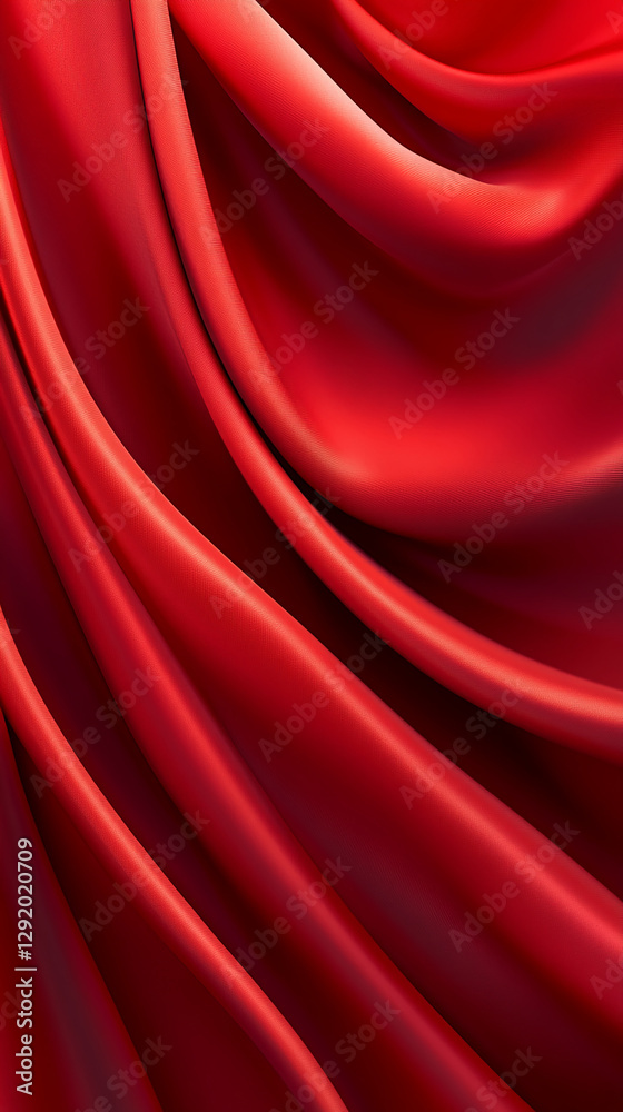Aufkleber a close-up of red satin fabric with soft folds and smooth texture, showcasing the elegance and luxur