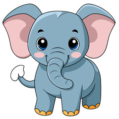 Naklejka premium Watercolor illustration of cute baby elephant