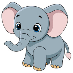 Watercolor illustration of cute baby elephant
