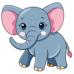 Watercolor illustration of cute baby elephant