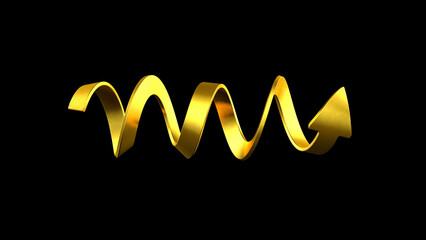 Helix revolving cycling gold and copper up down arrows financial, stock, or recycle concept. 3D illustration render.

