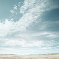 Obraz premium Expansive sky with sparse clouds over a tranquil landscape during daylight hours. Generative AI