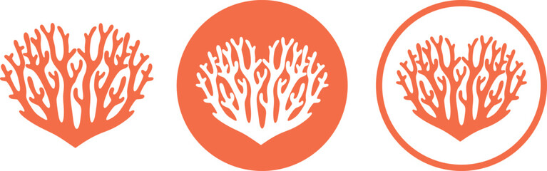 Coral logo. Isolated coral on white background. Coral Heart