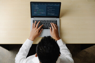 Software development programming on computer screen for modish application and program coding