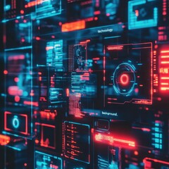 Fototapeta premium Futuristic digital interface wall display