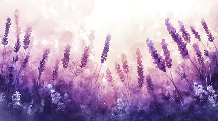 Naklejka premium Lavender fields blooming nature landscape floral artwork calm environment serene viewpoint beauty concept