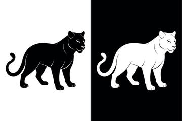 High-Quality Panther Silhouette Vector Icon Design on Black And White Background.