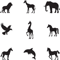 Fototapeta premium set of silhouettes of animals 
