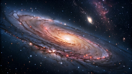 Majestic spiral galaxy with glowing stars and celestial formations in deep space