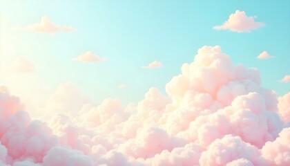 Soft dreamy sky background with fluffy clouds and pastel colors