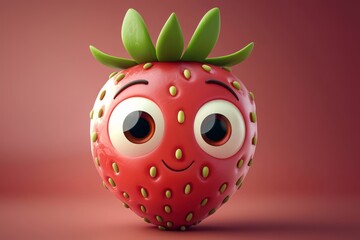 Fototapeta premium Creative 3D Render of a Cute Strawberry