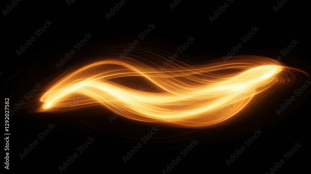 Poster Glowing gas swirls creating an energetic flow in a dark environment at night. Generative AI