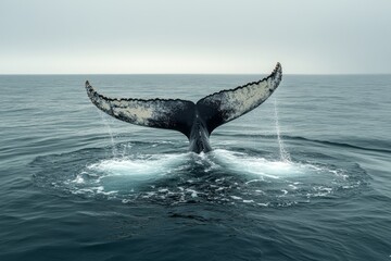Fototapeta premium Humpback whale tail slapping the ocean