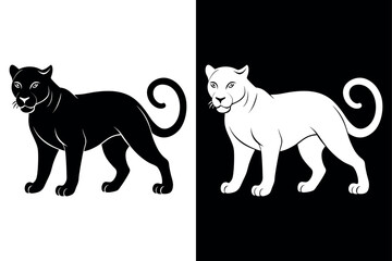High-Quality Panther Silhouette Vector Icon Design on Black And White Background.
