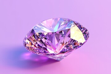 Stunning Faceted Gemstone Isolated on Purple Background