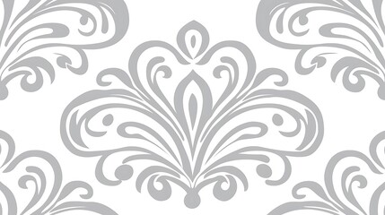 Seamless elegant grey floral pattern on white background, ideal for textile design