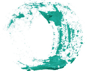 Obraz premium Round green paint imprint on white isolated background