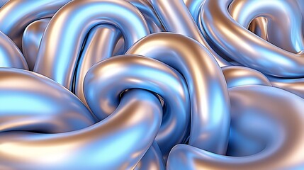 Obraz premium Shiny metal abstract forms looping, close-up, reflective light, creating texture, for design or background use