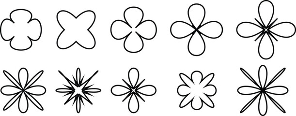Flower Icon in different shape vector design set