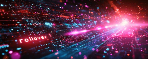 Fototapeta premium Futuristic digital artwork featuring illuminated technology and glowing cyber elements