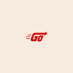 Word Go with arrow icon flat vector design.