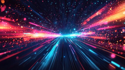 Fototapeta premium Neon Speed Lines, Glittering Trail