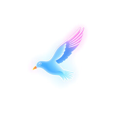 Fototapeta premium Seagull holographic 3D icon. neon symbol vector illustration isolated on white background. Generative AI