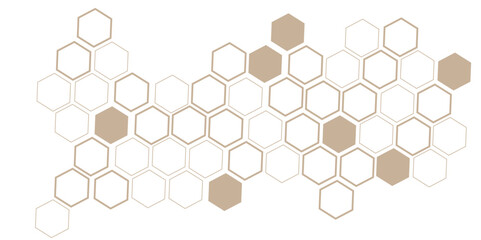 coffee brown hexagon on white background wall pattern.