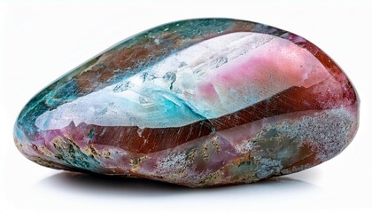 macro shooting of natural gemstone raw mineral lepidolite madagascar isolated object on a white background