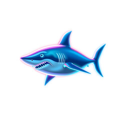 Obraz premium Shark holographic 3D icon. neon symbol vector illustration isolated on white background. Generative AI