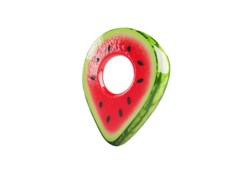 Watermelon-shaped location marker isolated on transparent background