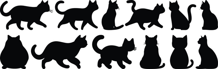 Cat silhouette set vector design big pack of animal illustration and icon