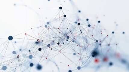 Interconnected Network: Abstract Visualization of Data Points and Connections in a Complex System with Focus and Depth of Field

