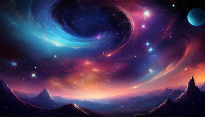 cosmic vista at night sky with vibrant colors and swirling galaxies astronomy space astronomy space starry universe