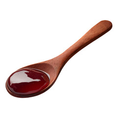 Jelly in wooden spoon on transparent background