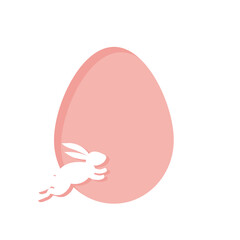 Happy Easter, bunnies, flowers and eggs. Folk style design