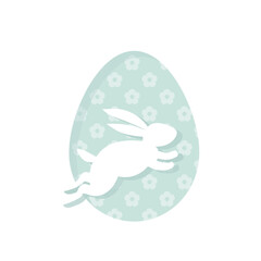 Happy Easter, bunnies, flowers and eggs. Folk style design