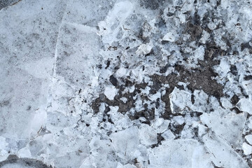 Broken ice. Cracked ice. Winter