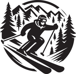 skiing in the mountains