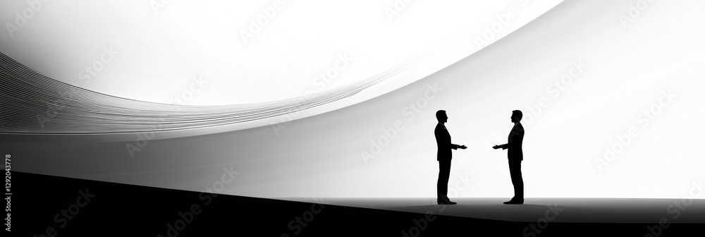 Fototapete two individuals engaged in a business negotiation against a dynamic abstract background. generative 