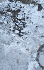 Broken ice. Cracked ice. Winter