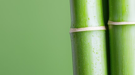 Fototapeta premium Fresh bamboo stalks, green background, nature, spa