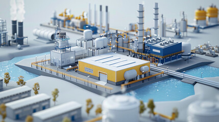 Fototapeta premium A 3D-rendered concept of Green Hydrogen electrolysis cells converting water into clean energy, emphasizing zero carbon emissions. 