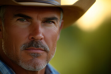 Middle Aged Cowboy Staring Hard