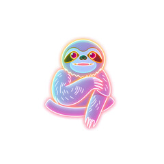 Obraz premium Sloth holographic 3D icon. neon symbol vector illustration isolated on white background. Generative AI