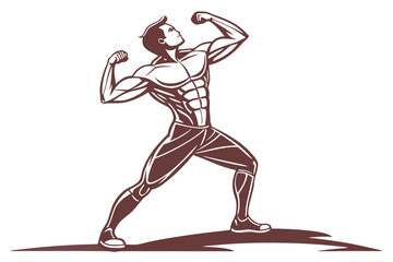 Obraz premium Strong Bodybuilder in Power Pose - Vector Art Design