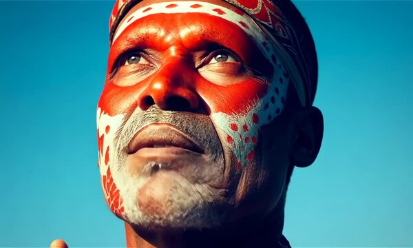 Aboriginal, tribe man praying	