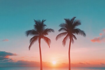 Palm trees at Tropical Sunset